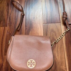 Tory Burch Tan Crossbody Bag with Gold Chain
